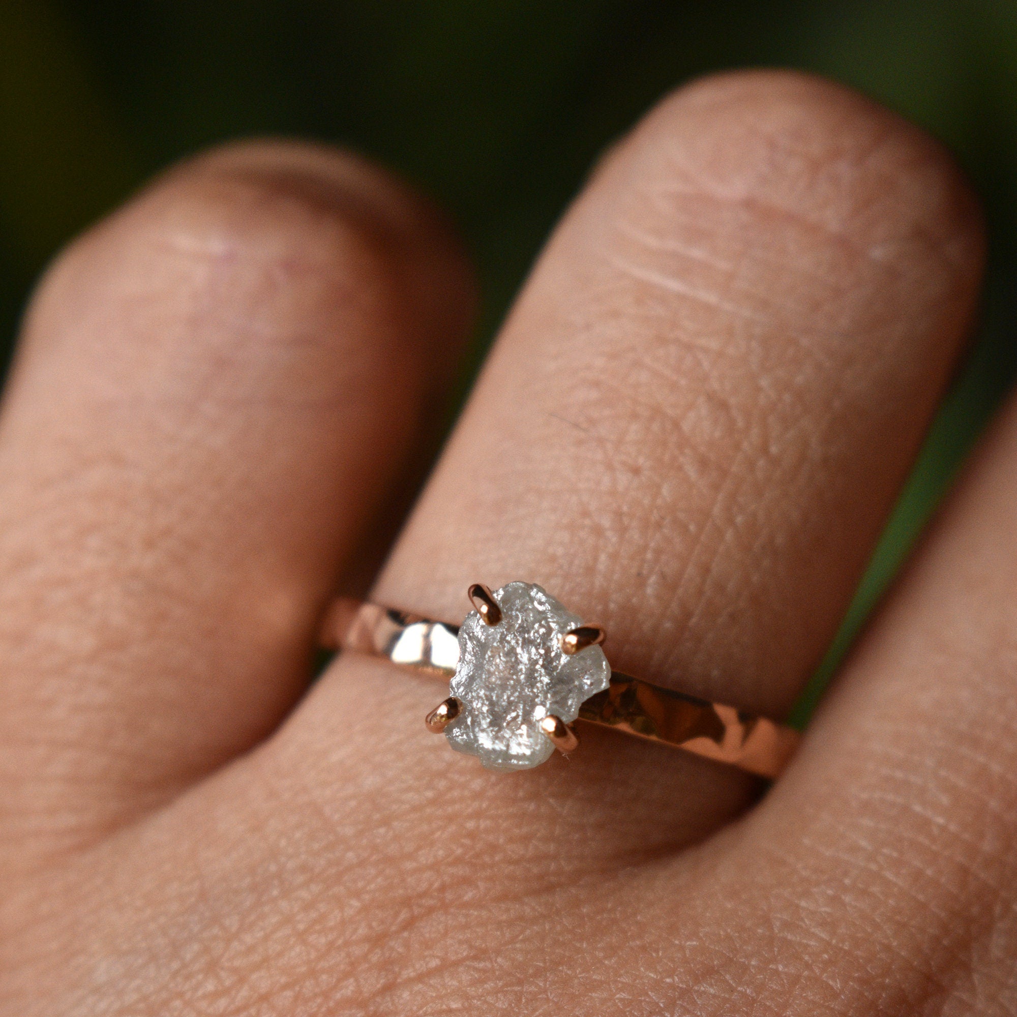 Rose gold rough diamond ring shop