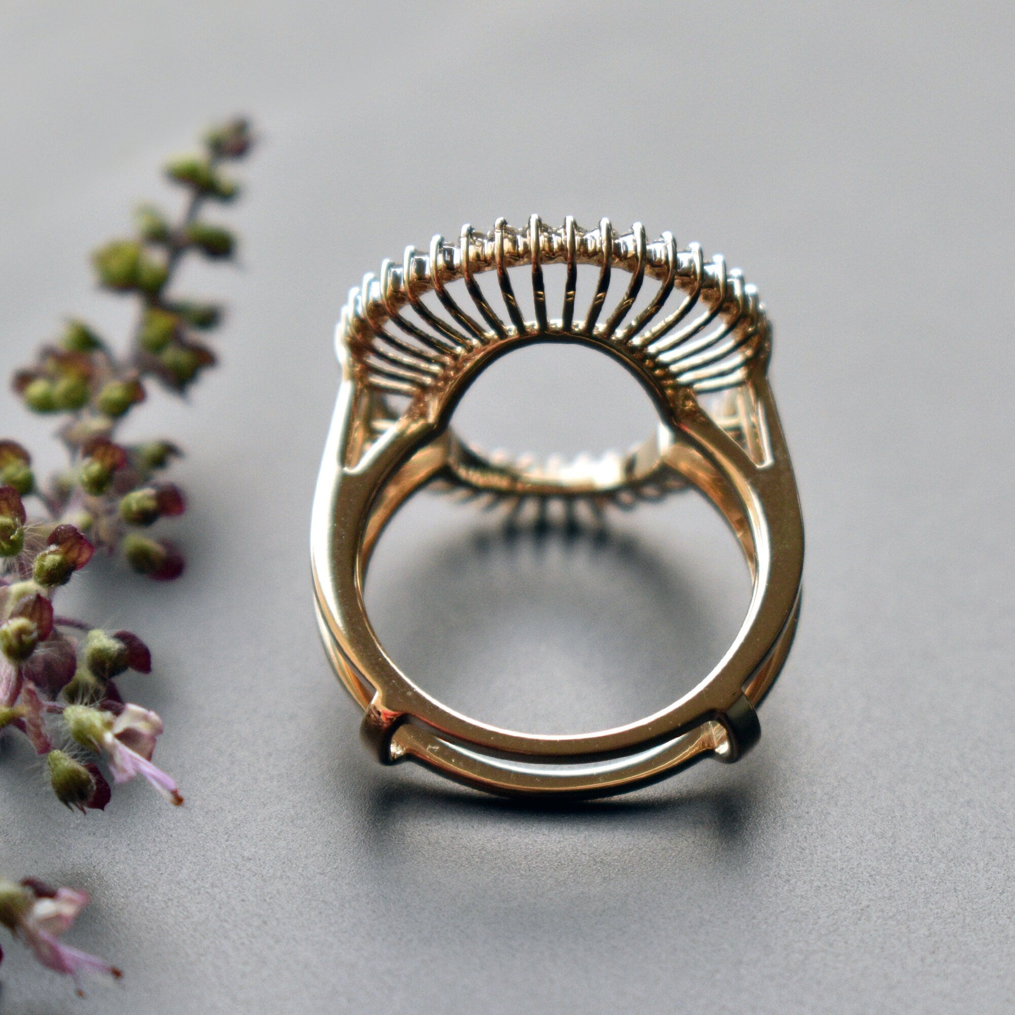 Natural Diamond Ring Enhancer for Oval Ring, 14k 18k Solid Gold Big Ha -  Abhika Jewels